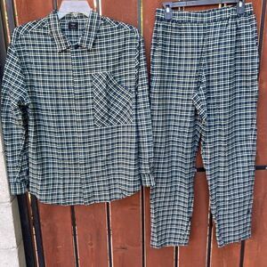 NEW Lahgo brushed flannel plaid pajama set